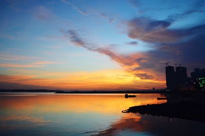 Scenic view of sea against sky at sunset