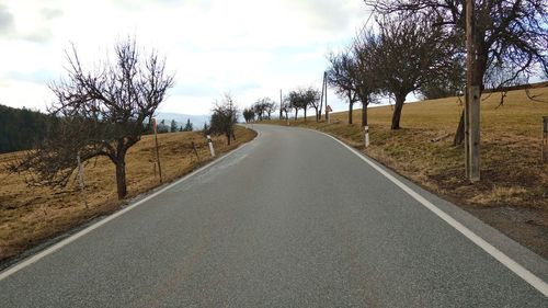 Road amidst trees against sky