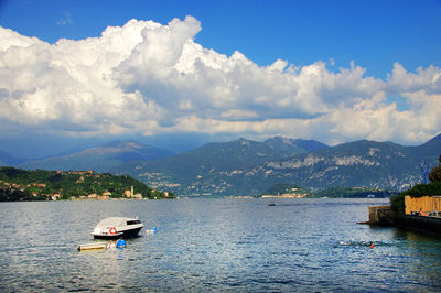 Calm lake against landscape