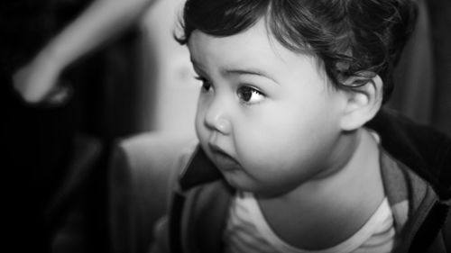 Close-up of cute baby at home