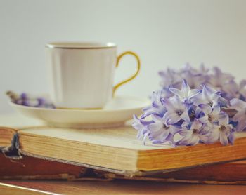 Close-up of coffee cup on table