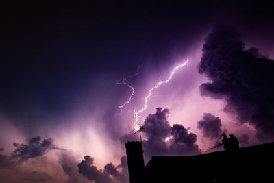 Low angle view of lightning in sky