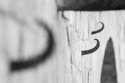 Close-up of metal mounted on wall