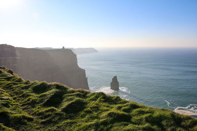 Scenic view of sea against clear sky