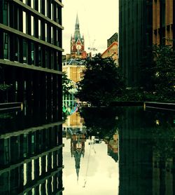 Reflection of city on water