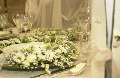 Close-up of food served on table in restaurant