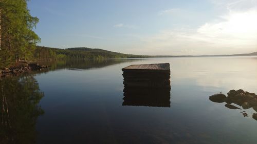 Scenic view of lake against sky