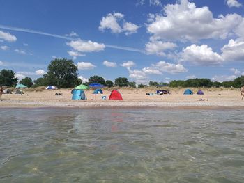 Scenic view of beach against sky