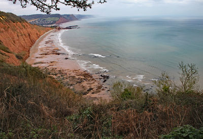 High angle view of sea against sky