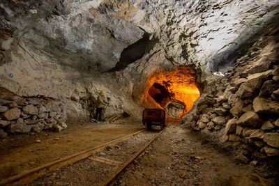 Railroad track in tunnel