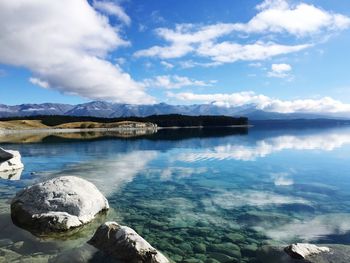 Scenic view of lake against sky