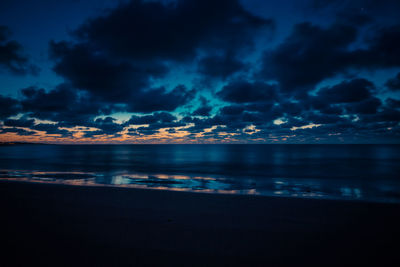 Scenic view of sea against dramatic sky