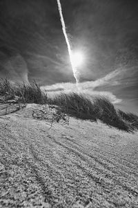 Scenic view of field against sky during winter