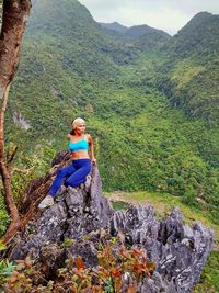 Portrait of woman on mountain