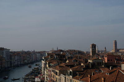 High angle view of buildings in city