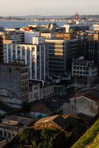 View of old buildings in the commercial district in the city of salvador, bahia.