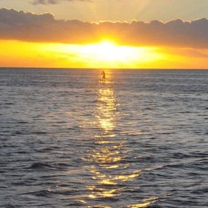 Scenic view of sea at sunset