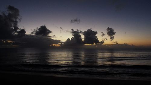 Scenic view of sea against sky at sunset