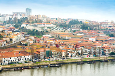 Aerial view of cityscape against sky