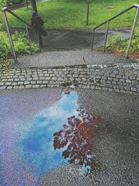 High angle view of man on street