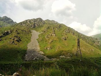 Scenic view of landscape against cloudy sky