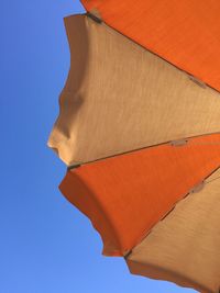 Low angle view of roof against clear blue sky