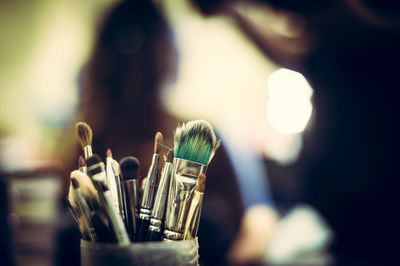 Close-up of paintbrushes