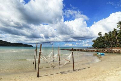 Scenic view of beach against sky