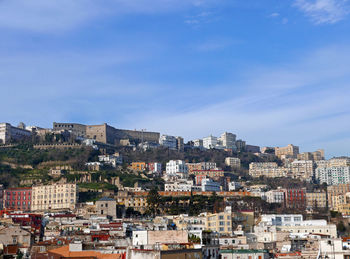 Townscape against blue sky