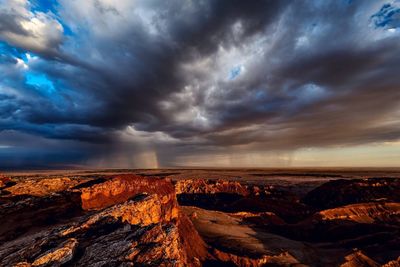 Scenic view of dramatic sky over landscape