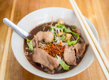 Close-up of food in bowl on table