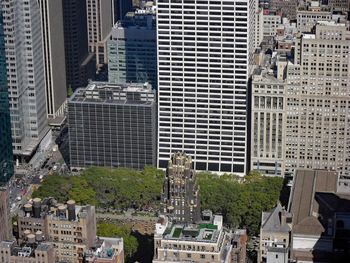 High angle view of buildings in city