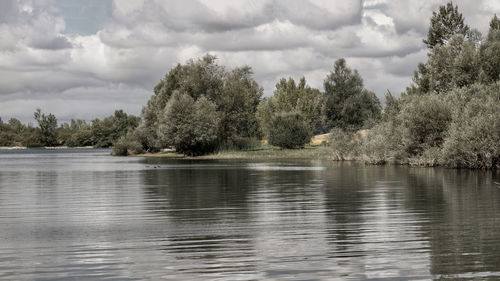 Scenic view of lake against sky