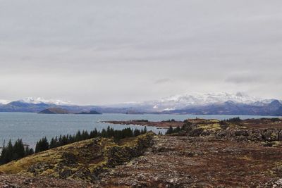 Scenic view of lake against sky