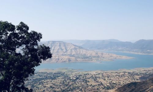 Scenic view of mountains against clear sky