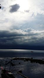 Scenic view of sea against cloudy sky