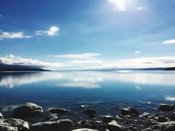 Scenic view of lake against sky