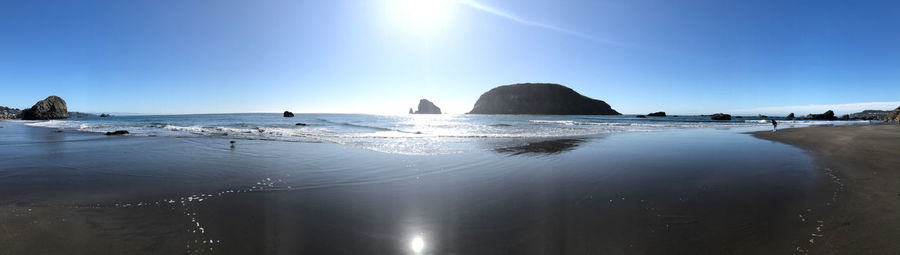 Scenic view of sea against clear sky