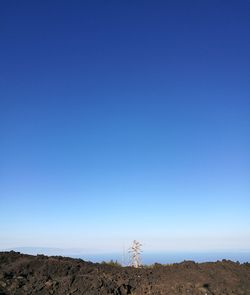 Scenic view of landscape against clear blue sky