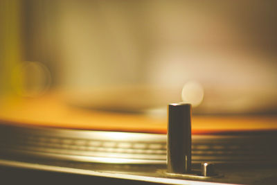 Close-up of a spinning vinyl record