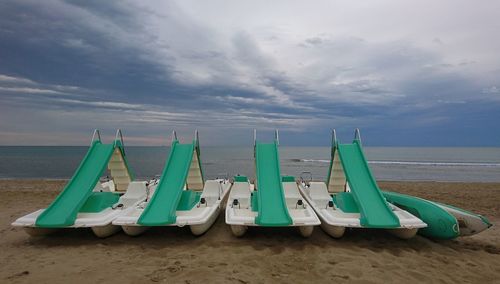 Lounge chairs on beach