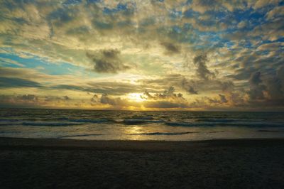 Scenic view of sea against cloudy sky