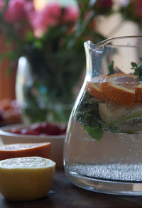 Close-up of lemonade on table