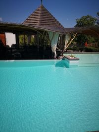 Swimming pool against blue sky