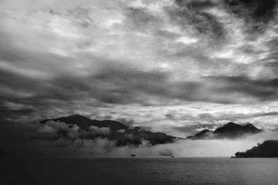 Scenic view of sea against cloudy sky