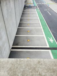 High angle view of street with markings at heathrow airport