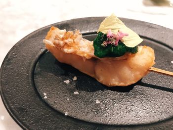 High angle view of food in plate