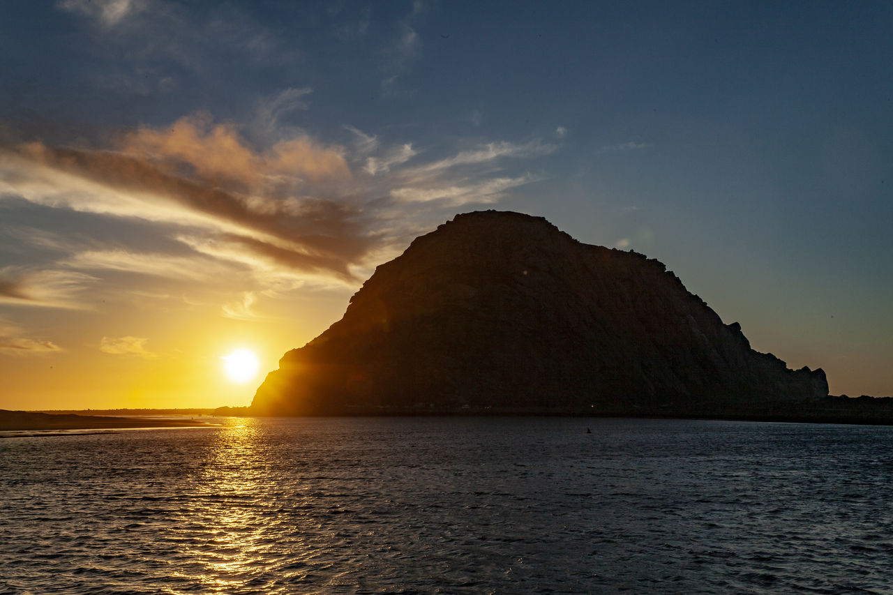 SCENIC VIEW OF SEA AGAINST ORANGE SKY