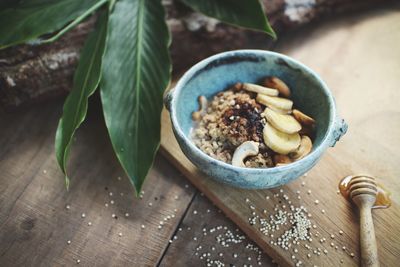 High angle view of food on table