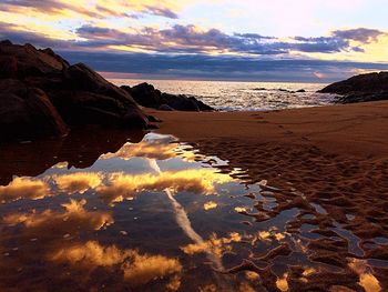 Scenic view of sea at sunset